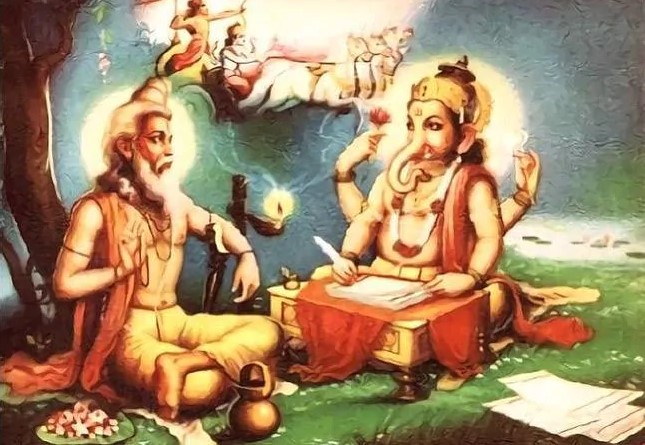  Sage Vyas narrating Mahabharat to Lord Ganesh- Image from https://hinducosmos.tumblr.com/